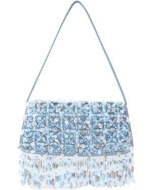 Cult Gaia Idalia Mini Bead-Embellished Shoulder Bag - Blue