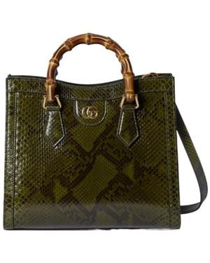 Gucci Diana Python Medium Tote Bag - Green