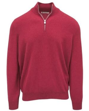 Brunello Cucinelli Zip-Collar Sweatshirt - Red