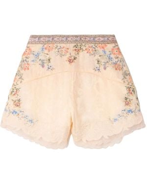 CAMILLA Satin-Jacquard Shorts - Natural