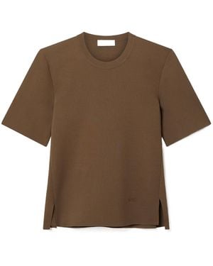 Stella McCartney Smc Embroidered Side-Slit T-Shirt - Brown