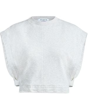 Alaïa Fleece Jersey Crop Top - White