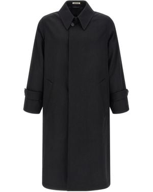 AURALEE Wool Gabardine Trench Coat - Black
