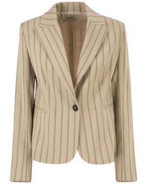 Antonelli Pinstriped Single-Breasted Blazer - Natural