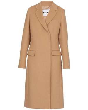 MSGM Double-Breasted Tailored Coat - Natural