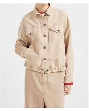 Brunello Cucinelli Monili Embellished Elastic Waistband Jacket - Natural