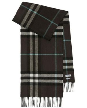 Burberry Checked Fringed-Edge Scarf - Black