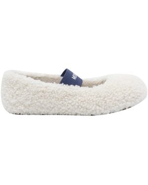 Moon Boot Logo-Printed Strapped Ballerinas - White