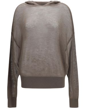 Rick Owens Semi-Sheer Ribbed Hoodie - Gray