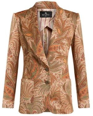 Etro Single-Breasted Paisley Jacquard Jacket - Brown