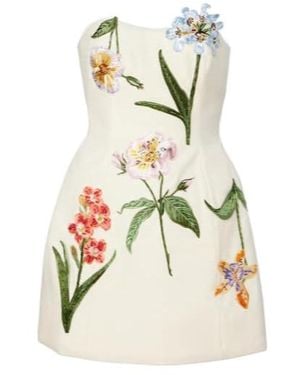 Leo Rosario Embroidered Velvet Minidress - White