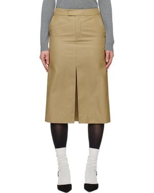 ShuShu/Tong Tan Front-Slit Straight Midi Skirt - Natural