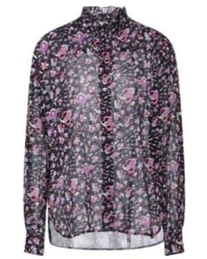 Isabel Marant Loose Long-Sleeve Floral Shirt With Blooms On Base - Purple