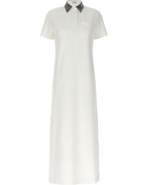 Brunello Cucinelli Monile Embellished Polo Dress - White