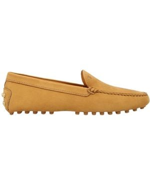 Tod's Logo Detailed Slip-On Flat Shoes - Brown