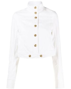 Versace Jeans Couture Couture Long Sleeved Cropped Jacket - White