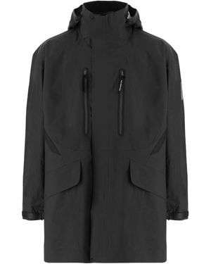 and wander Hooded Zip-Pocket Coat - Black