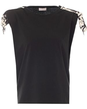Liu Jo Paisley Bow Sleeveless T-Shirt - Black