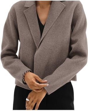 Theory Double-Sided Wool Cashmere Casual Cardigan Jacket - Grey