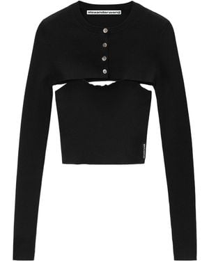 Alexander Wang Cropped Knit Top - Black