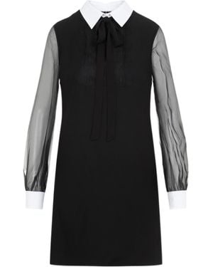 Valentino Neck Tie Long-Sleeved Mini Dress - Black