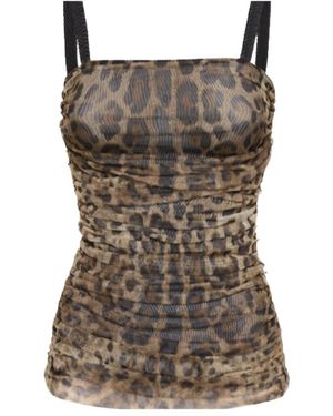 Dolce & Gabbana Lvr Exclusive Printed Tulle Corset Suspender - Brown