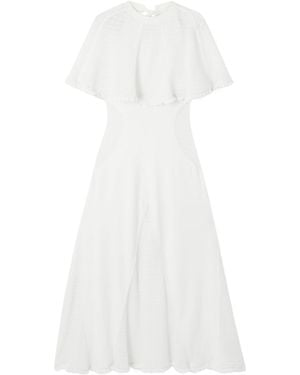 Lanvin Cape-Effect Open-Knit And Jersey Midi Dress - White