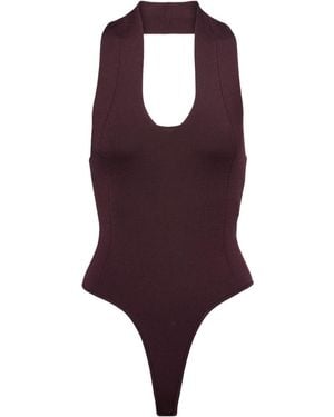 KHAITE Toto Knitted Open-Back Bodysuit - Purple