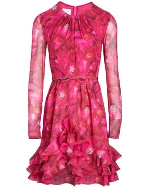Giambattista Valli Rose Mania-Print Silk-Georgette Dress - Pink