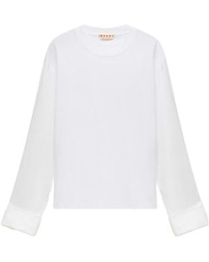 Marni Cotton T-Shirt With Shirt Sleeves - White