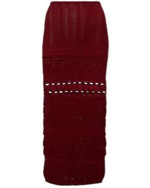 Elie Saab Cut-Out Knitted Midi Skirt - Red
