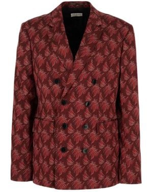 Dries Van Noten Double-Breasted Suit Jacket - Red