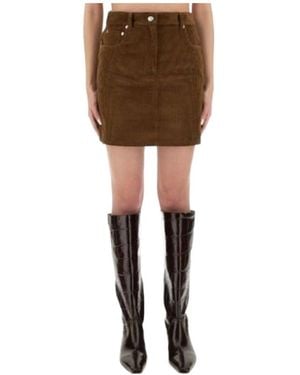Moschino Jeans Corduroy Logo Patch Skirt - Brown