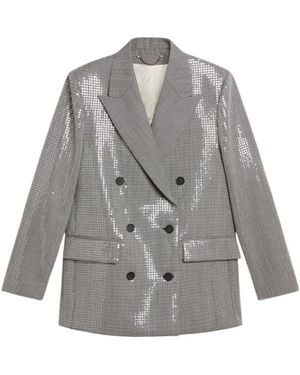 Golden Goose Double-Breasted Houndstooth Sequinned Boyfriend Jacket - Grey