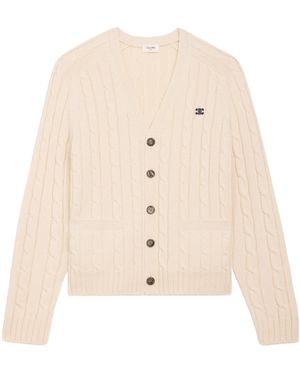 Celine Cable-Knit Triomphe Cardigan - Natural