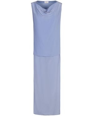 P.A.R.O.S.H. Drape Detailed Sleeveless Dress - Blue