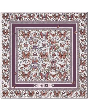 Dior Toile De Jouy Papillon 90 Square Scarf - Purple