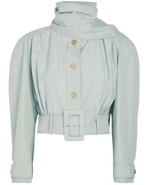 Chloé Scarf-Effect Linen And Cotton-Blend Jacket - Blue