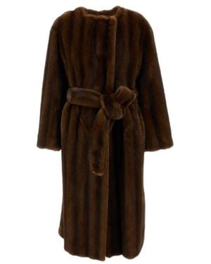 Stand Studio Miranda Open Front Faux-Fur Coat - Brown
