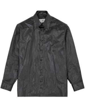 MM6 by Maison Martin Margiela Shiny Coated Linen Shirt - Gray