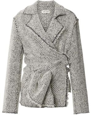 Alberta Ferretti Herringbone Wrap Jacket - Grey