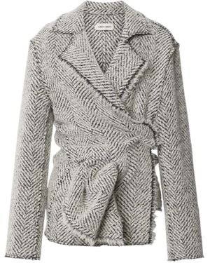 Alberta Ferretti Herringbone Wrap Jacket - Gray