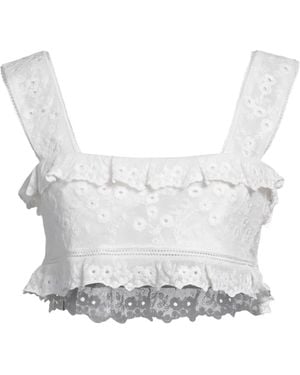 Isabel Marant Solid Color Lace Sleeveless Crop Top - White