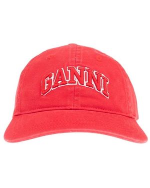 Ganni Canvas Cap - Red