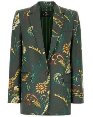 Etro Floral-Print Blazer - Green