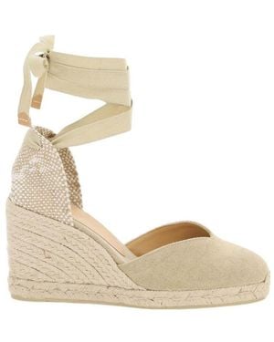 Castañer Castañer Chiara Lace-Up Wedge Espadrilles - Metallic