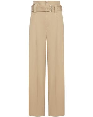 Bottega Veneta High Waisted Wide-Leg Pants - Natural
