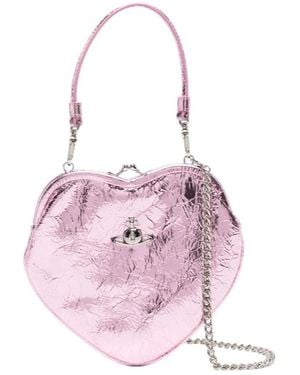 Vivienne Westwood Heart-Shaped Metallic Clutch Bag - Pink