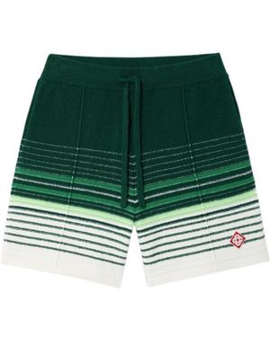 CASABLANCA Striped Knit Drawstring Shorts - Green