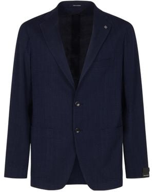 Tagliatore Herringbone Two-Button Blazer - Blue